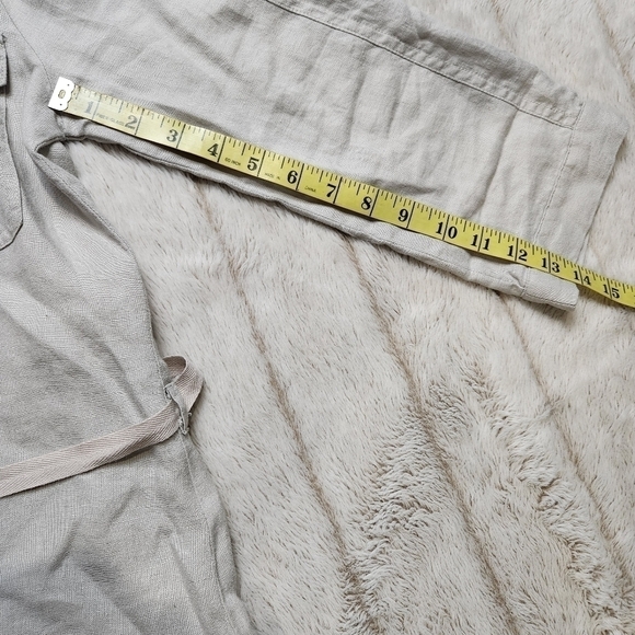 Shirt Dress Mini 100% Linen safari inspired Tan color Buttons Size S EFFETI MODA - Picture 13 of 13